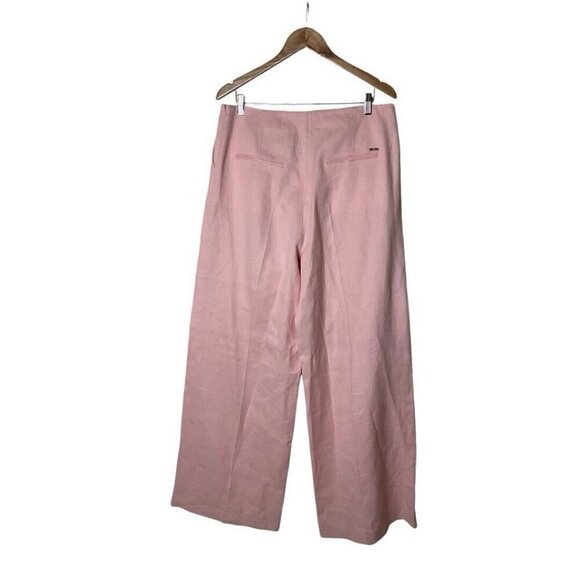 BOSS Pink Linen Blend Tapito Wide Leg Pants Trousers US 12 IT 48 1031 - Picture 8 of 10